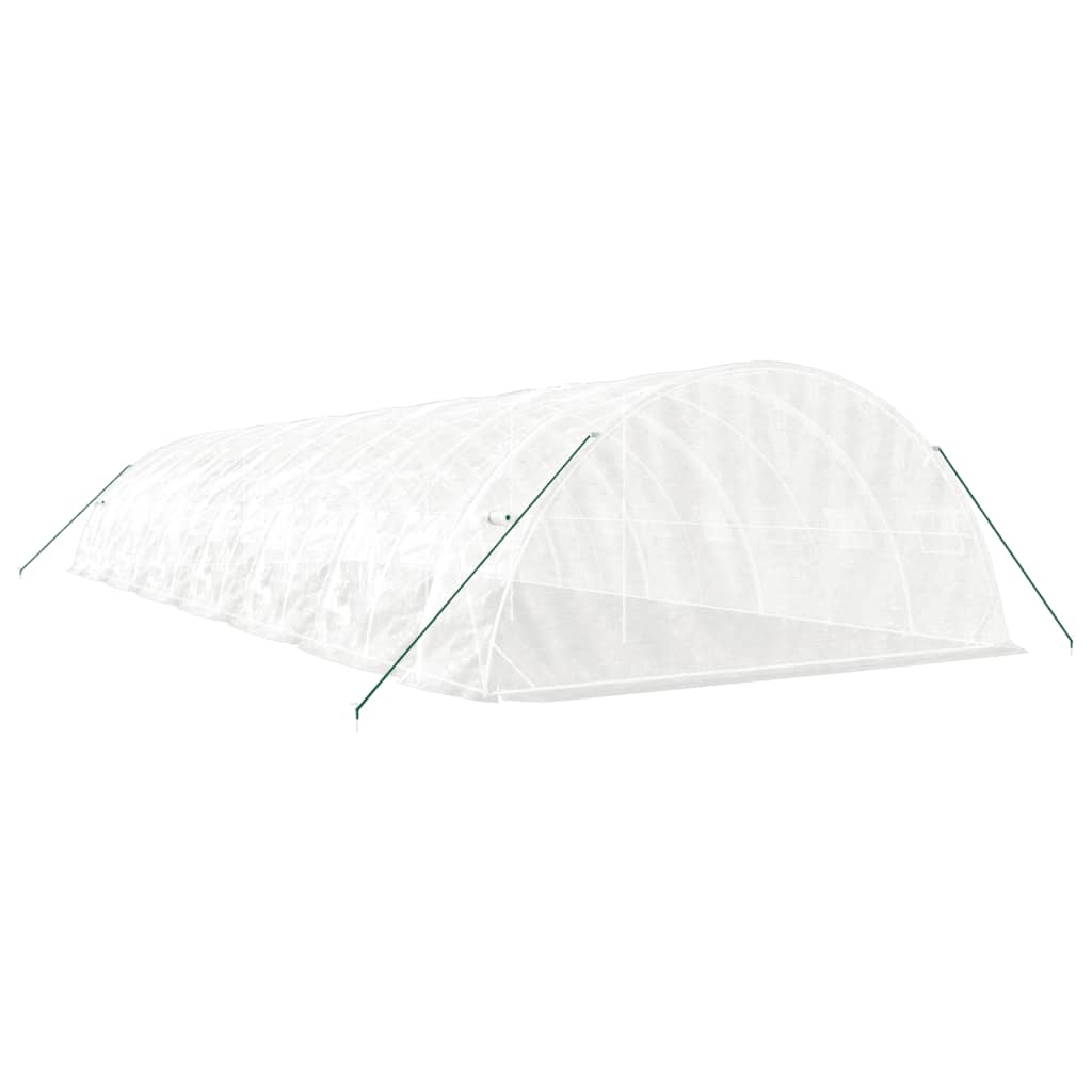 fehér acélvázas melegház 70 m² 14 x 5 x 2,3 m