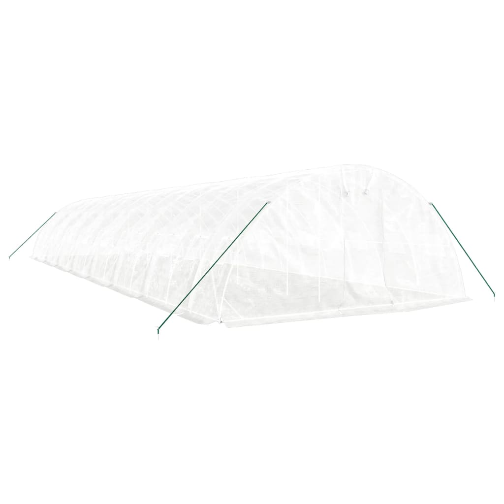 fehér acélvázas melegház 80 m² 16 x 5 x 2,3 m