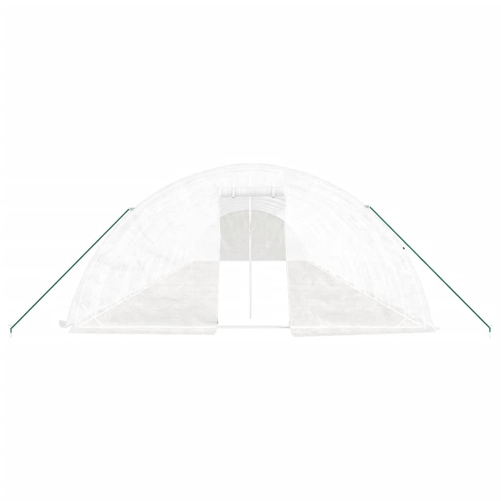 fehér acélvázas melegház 80 m² 16 x 5 x 2,3 m