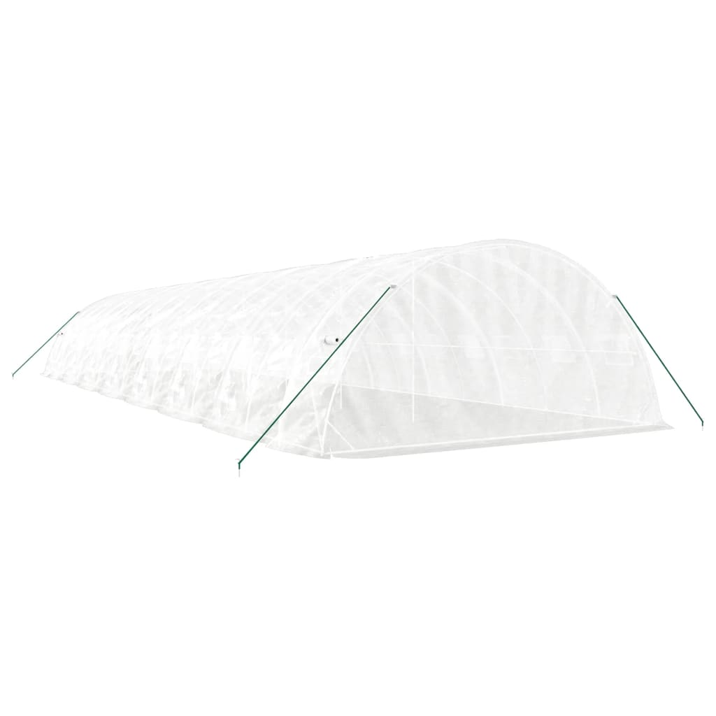 fehér acélvázas melegház 80 m² 16 x 5 x 2,3 m