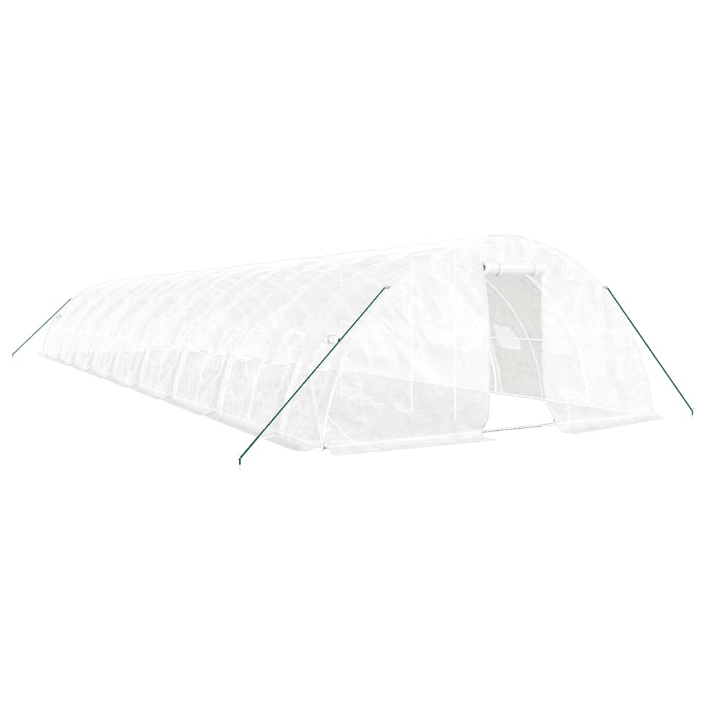 fehér acélvázas melegház 90 m² 18 x 5 x 2,3 m