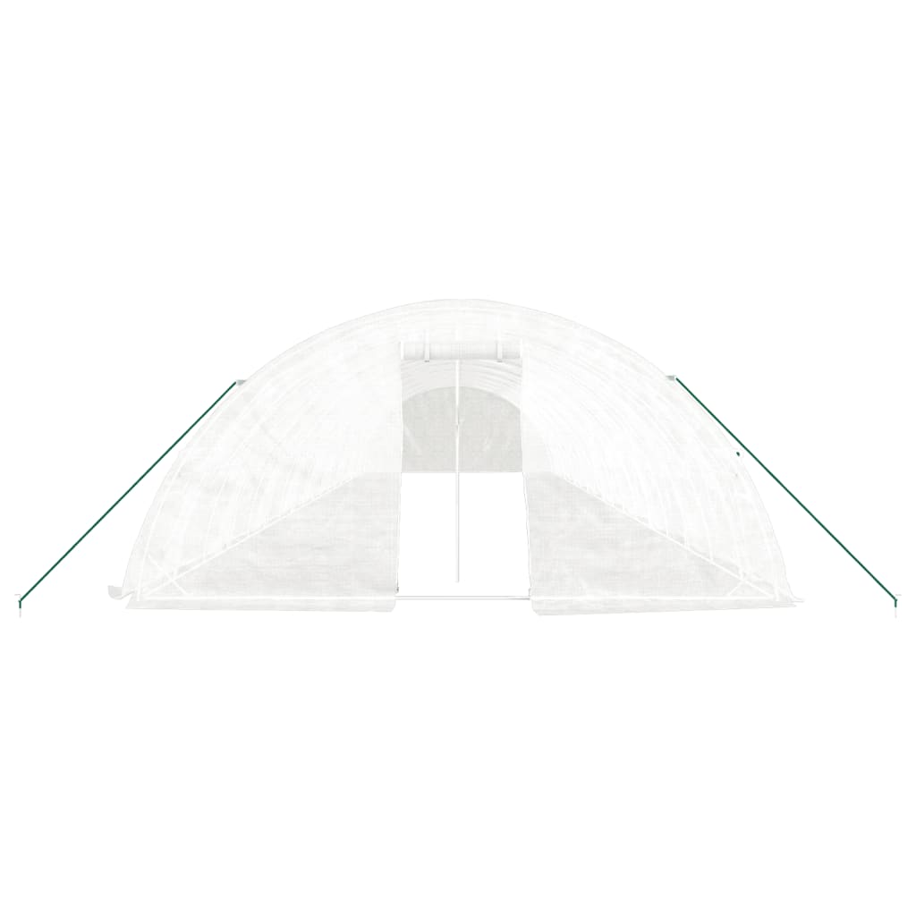 fehér acélvázas melegház 90 m² 18 x 5 x 2,3 m