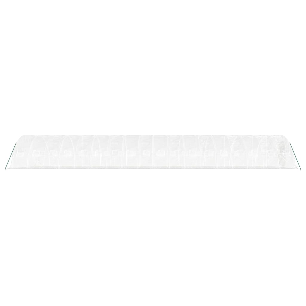 fehér acélvázas melegház 90 m² 18 x 5 x 2,3 m
