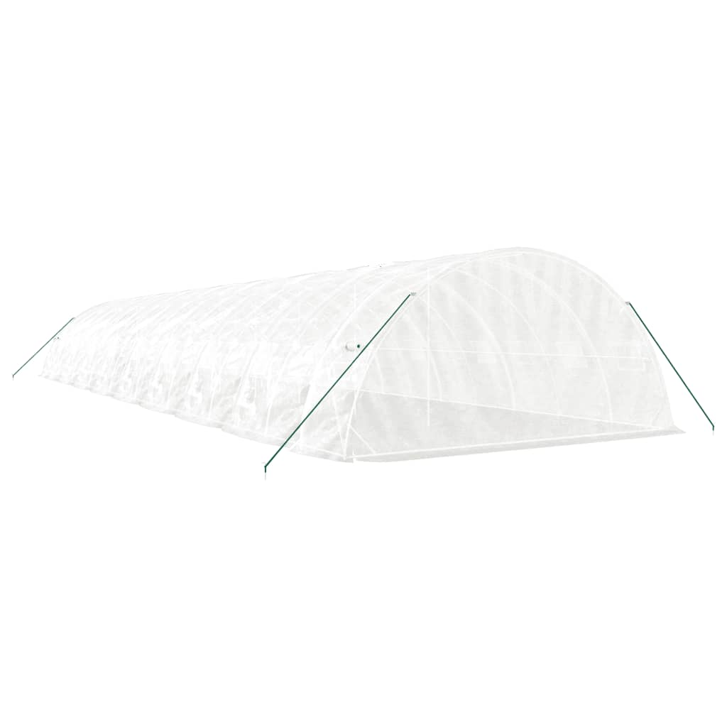 fehér acélvázas melegház 90 m² 18 x 5 x 2,3 m