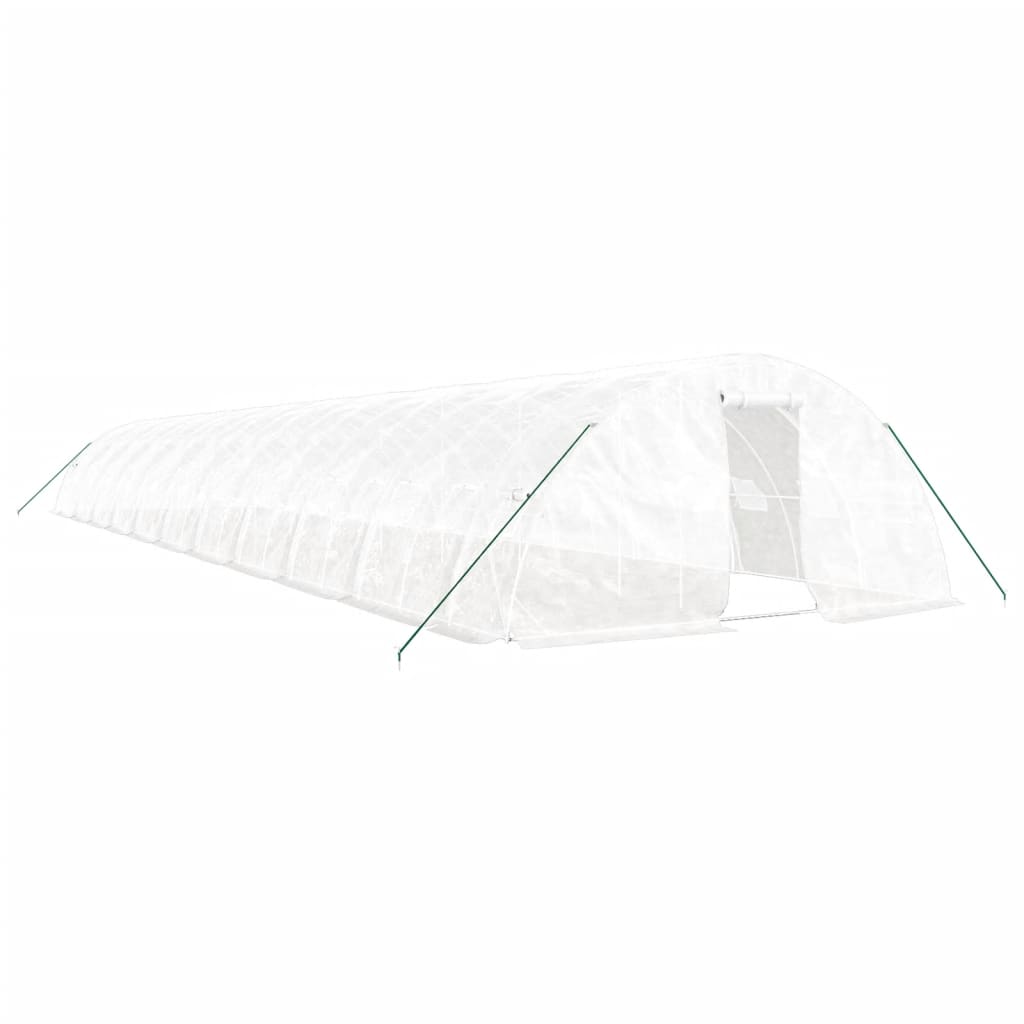 fehér acélvázas melegház 110 m² 22 x 5 x 2,3 m