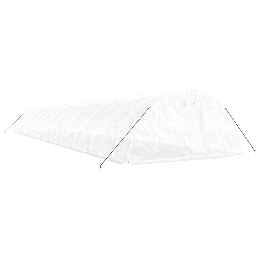 fehér acélvázas melegház 110 m² 22 x 5 x 2,3 m