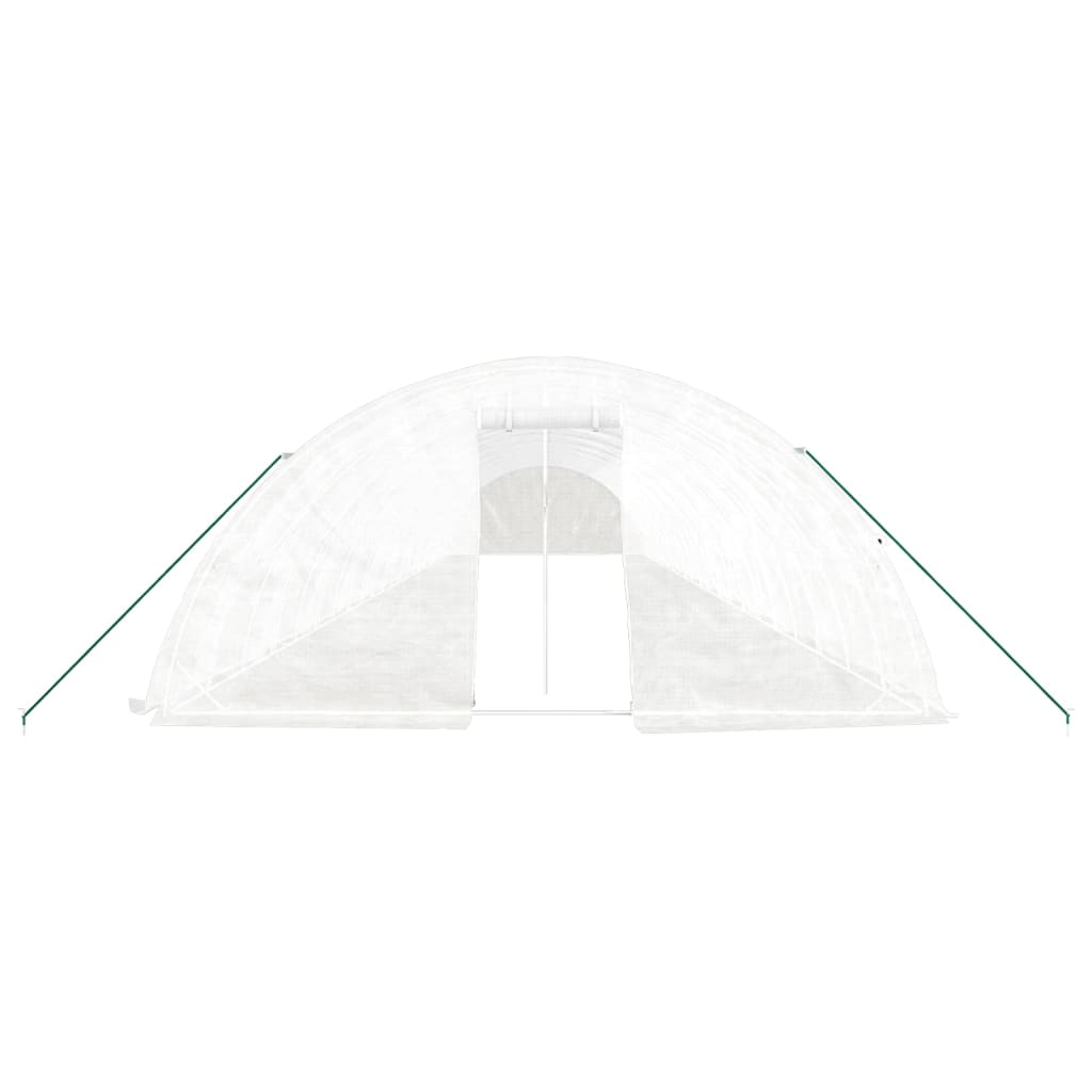 fehér acélvázas melegház 110 m² 22 x 5 x 2,3 m