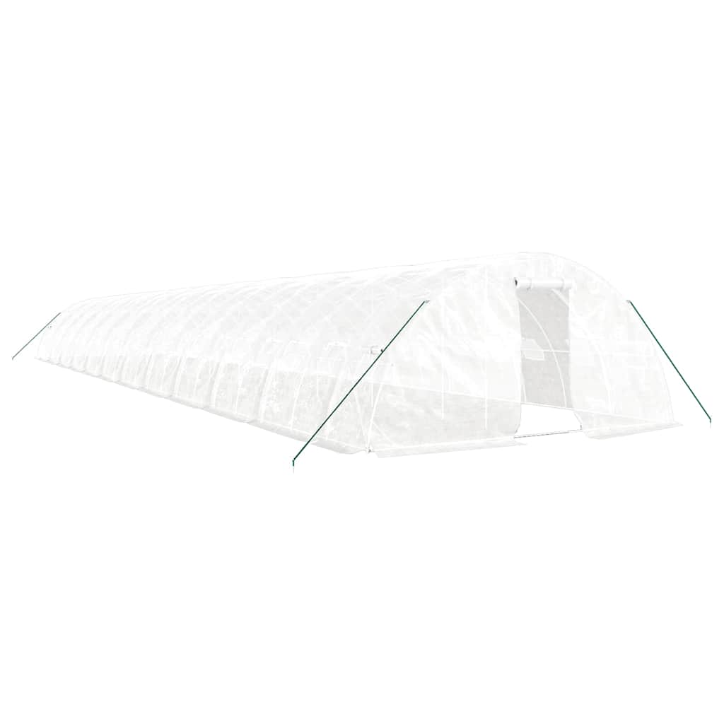 fehér acélvázas melegház 120 m² 24 x 5 x 2,3 m