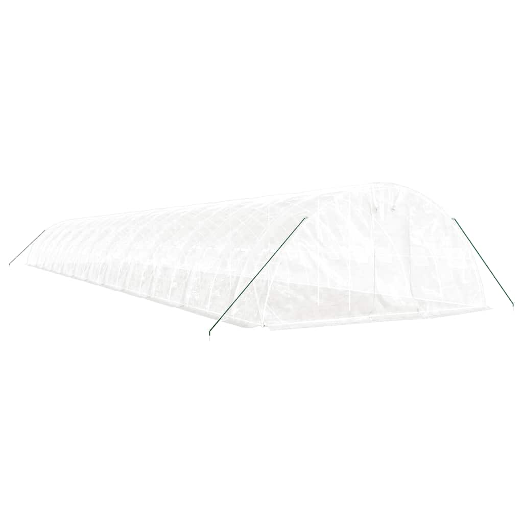 fehér acélvázas melegház 120 m² 24 x 5 x 2,3 m