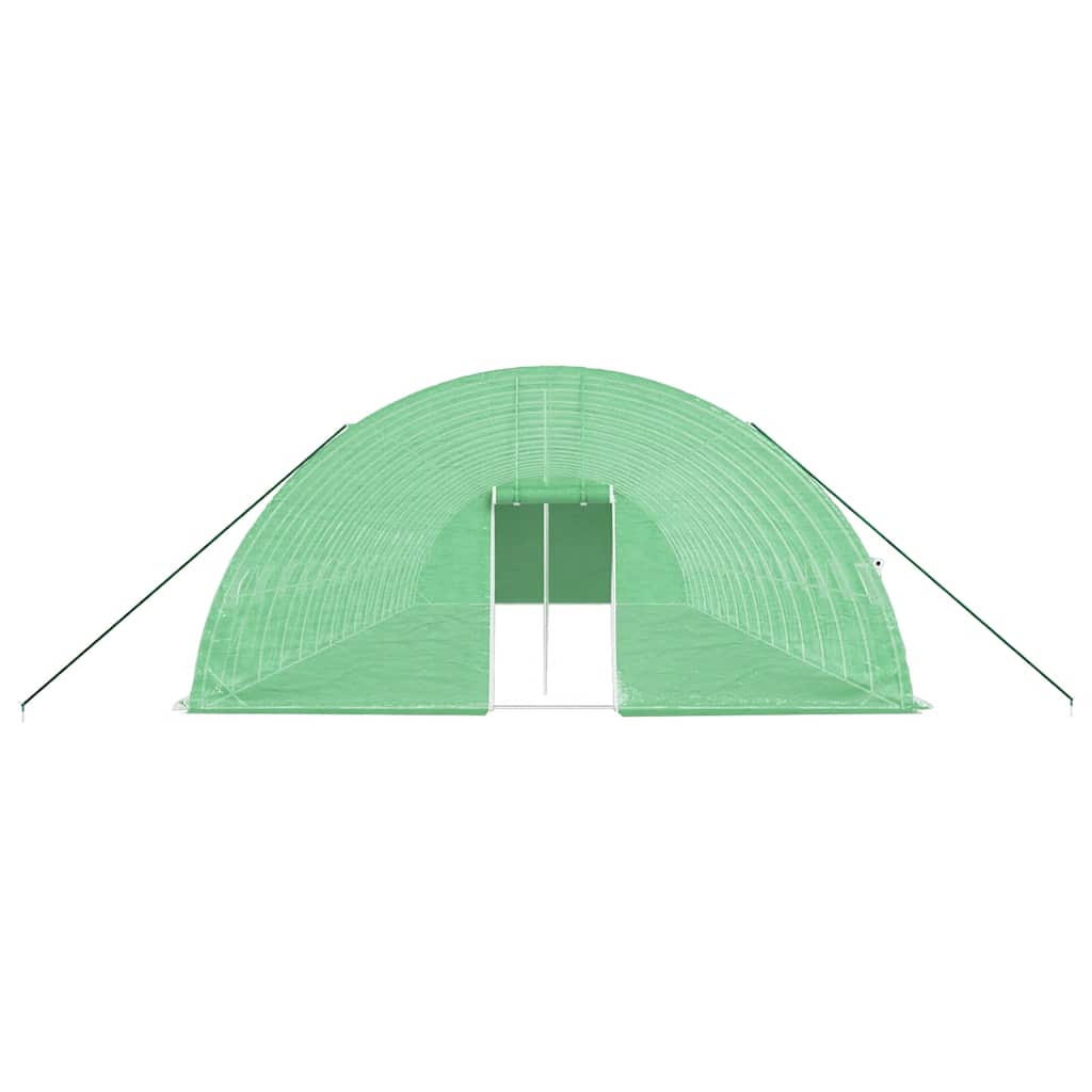 zöld acélvázas melegház 96 m² 16 x 6 x 2,85 m