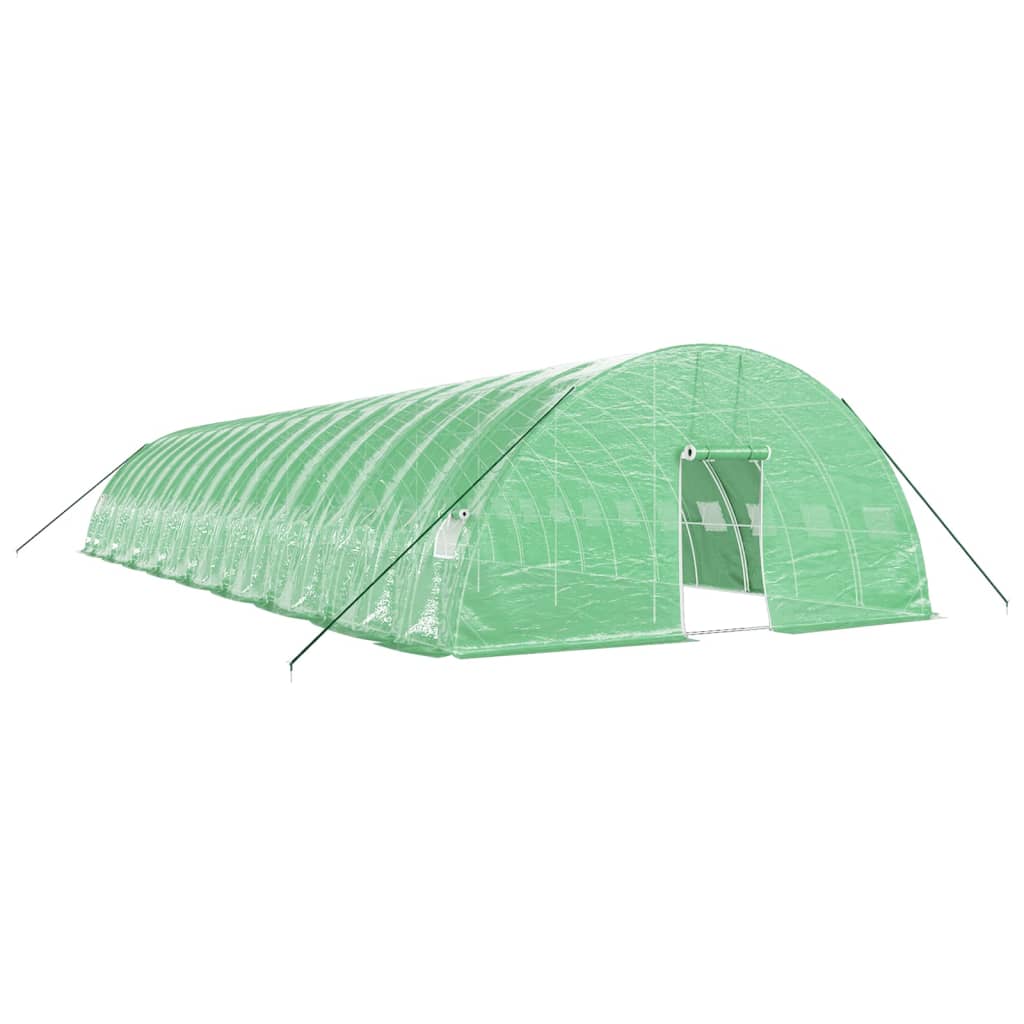zöld acélvázas melegház 108 m² 18 x 6 x 2,85 m