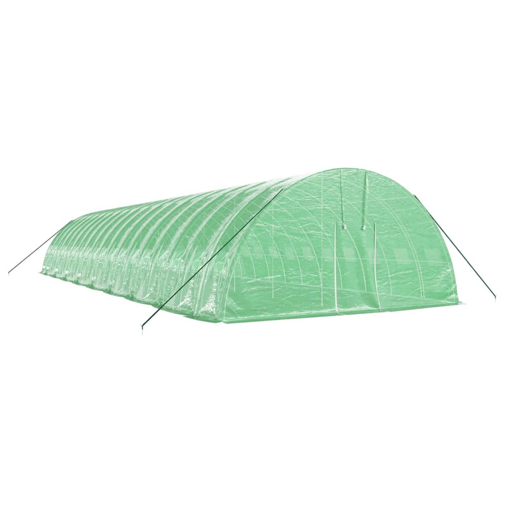 zöld acélvázas melegház 108 m² 18 x 6 x 2,85 m