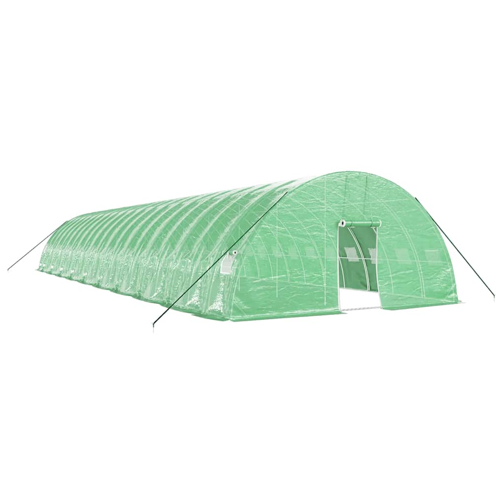 zöld acélvázas melegház 120 m² 20 x 6 x 2,85 m