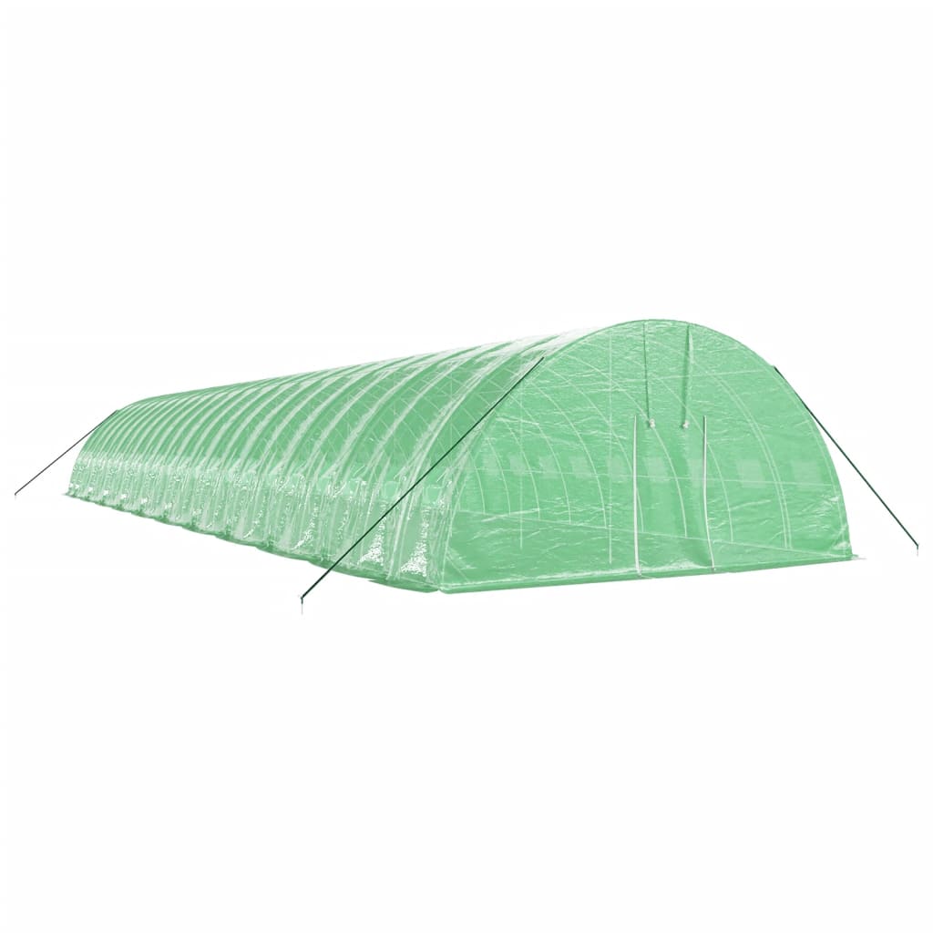 zöld acélvázas melegház 132 m² 22 x 6 x 2,85 m
