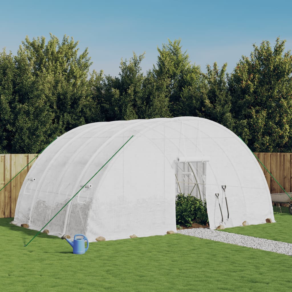 fehér üvegház acélvázzal 24 m² 6x4x2,85 m