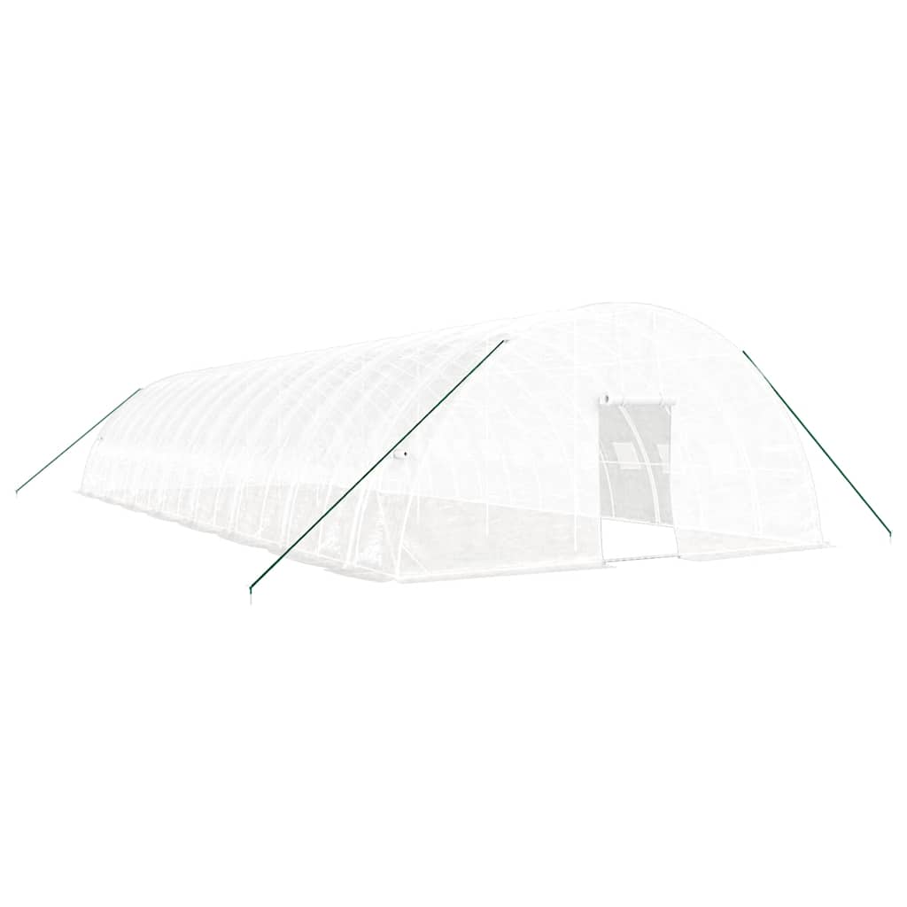 fehér acélvázas melegház 96 m² 16 x 6 x 2,85 m