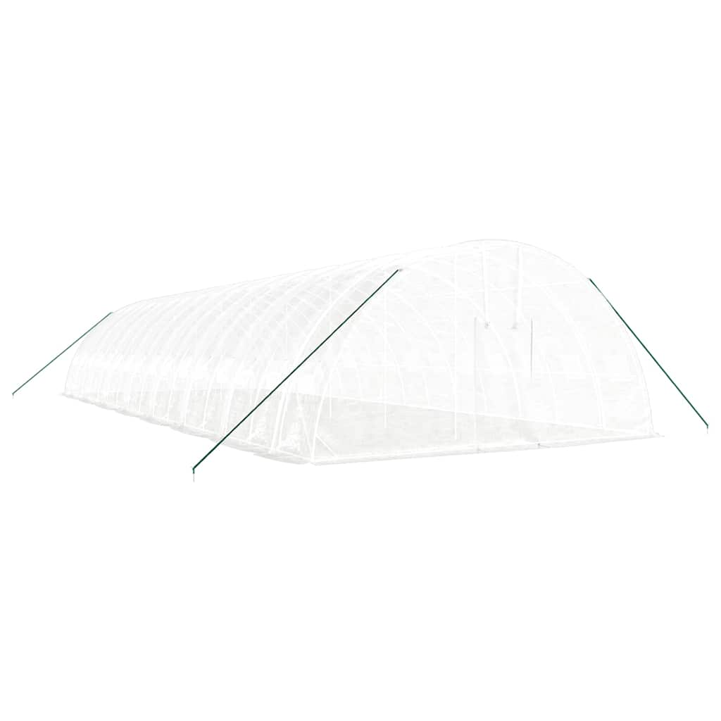 fehér acélvázas melegház 96 m² 16 x 6 x 2,85 m