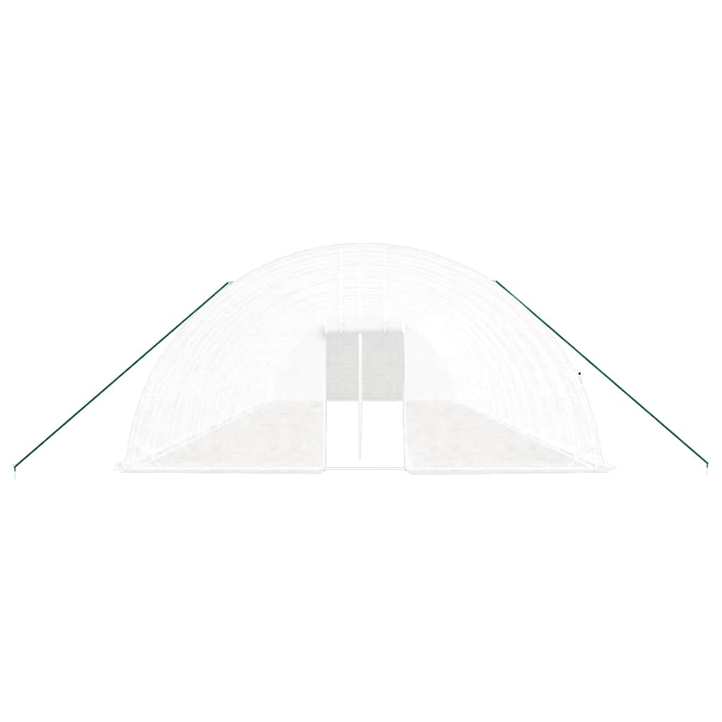 fehér acélvázas melegház 96 m² 16 x 6 x 2,85 m