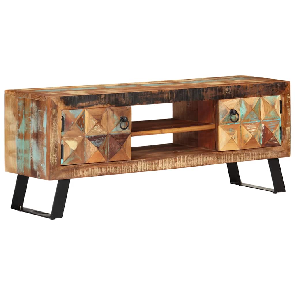 tömör újrahasznosított fa TV-szekrény 112 x 30 x 45 cm