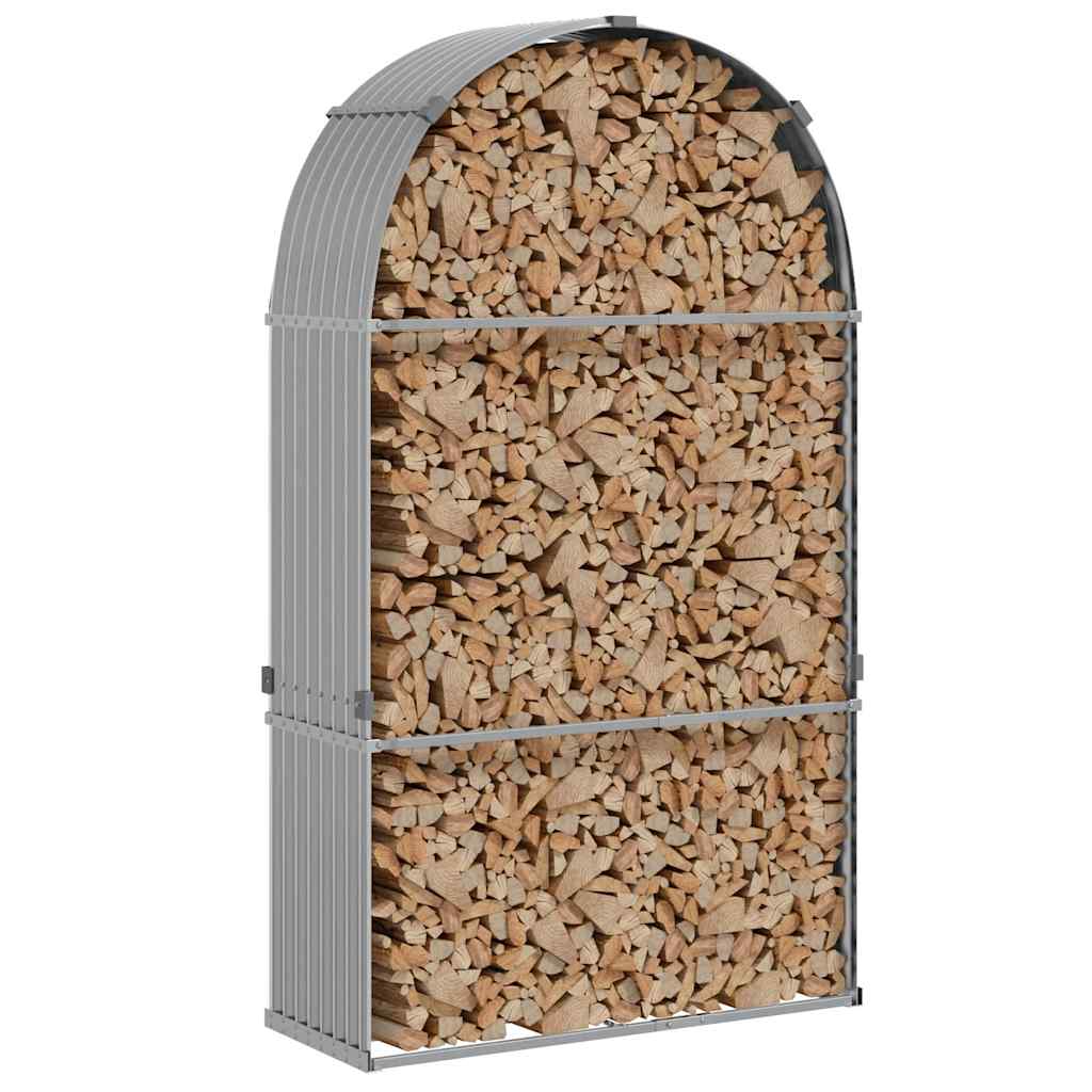 világosszürke horganyzott acél rönktartó 120 x 45 x 210 cm