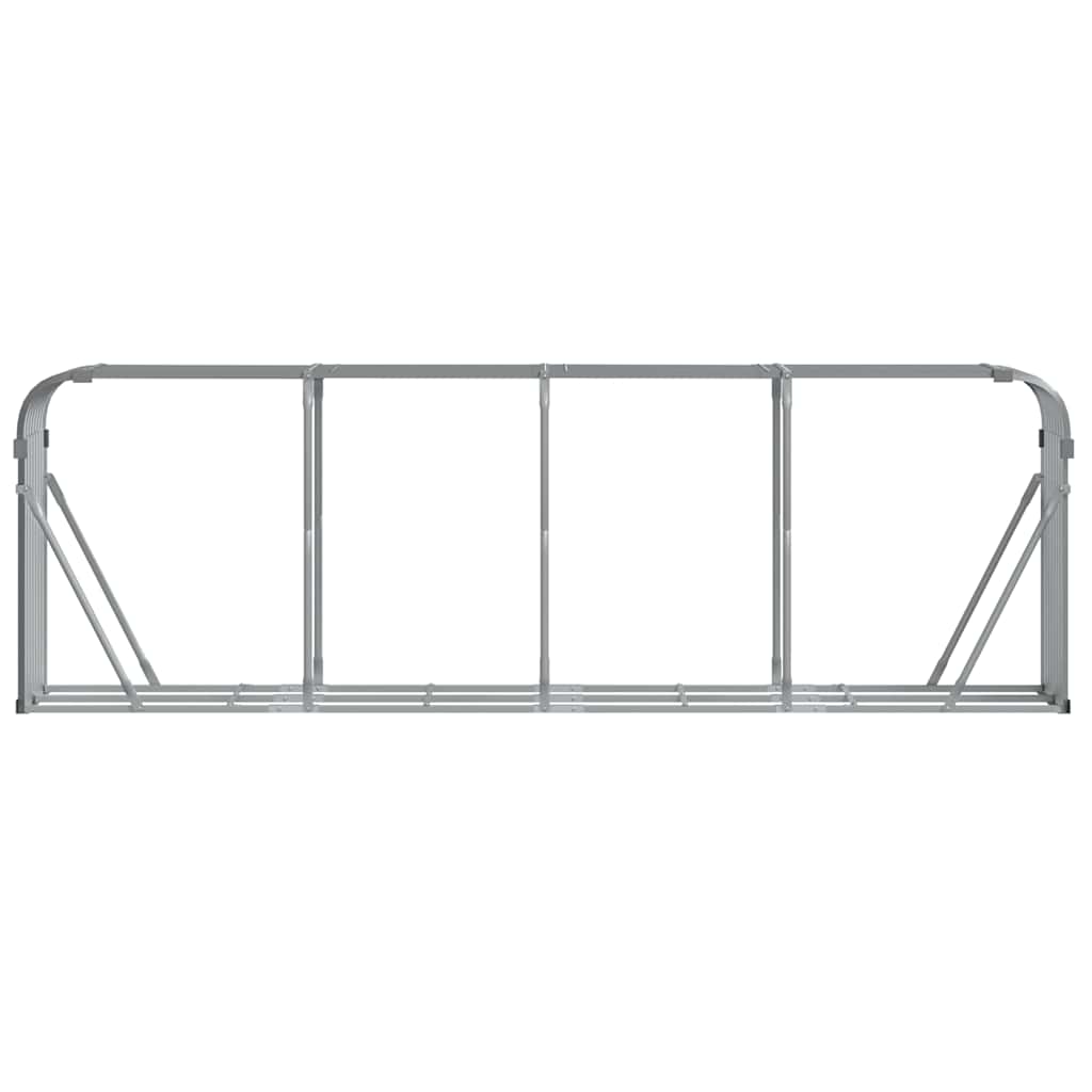 világosszürke horganyzott acél fatörzstartó 300 x 45 x 100 cm