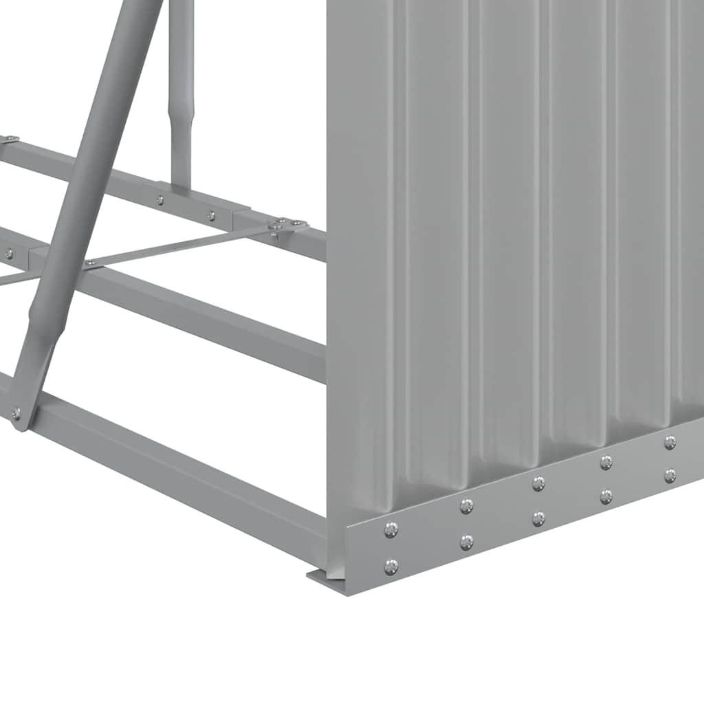 világosszürke horganyzott acél fatörzstartó 300 x 45 x 100 cm