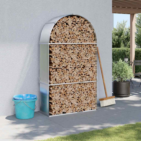 ezüstszínű horganyzott acél rönktartó 120 x 45 x 210 cm