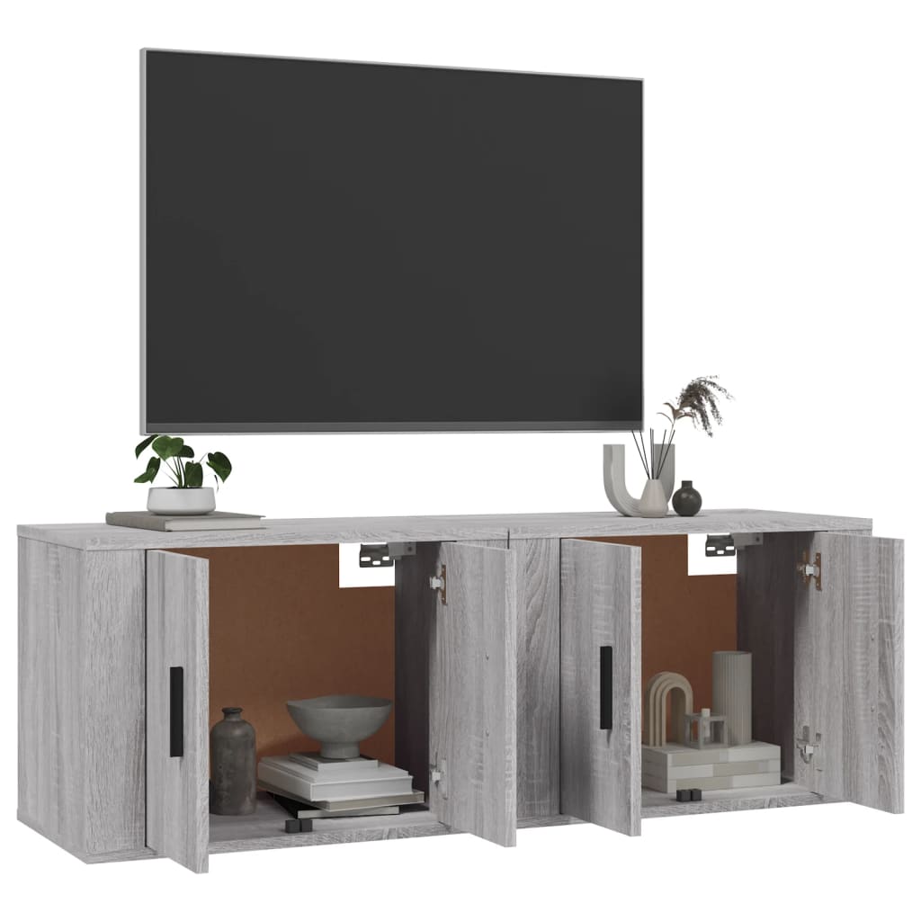 2 db szürke sonoma falra szerelhető TV-szekrény 57x34,5x40 cm
