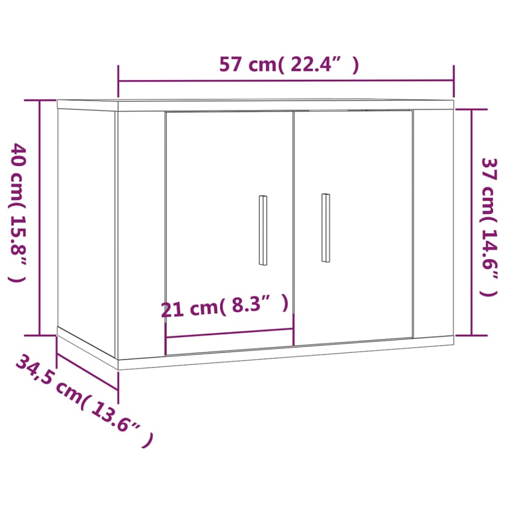 2 db szürke sonoma falra szerelhető TV-szekrény 57x34,5x40 cm