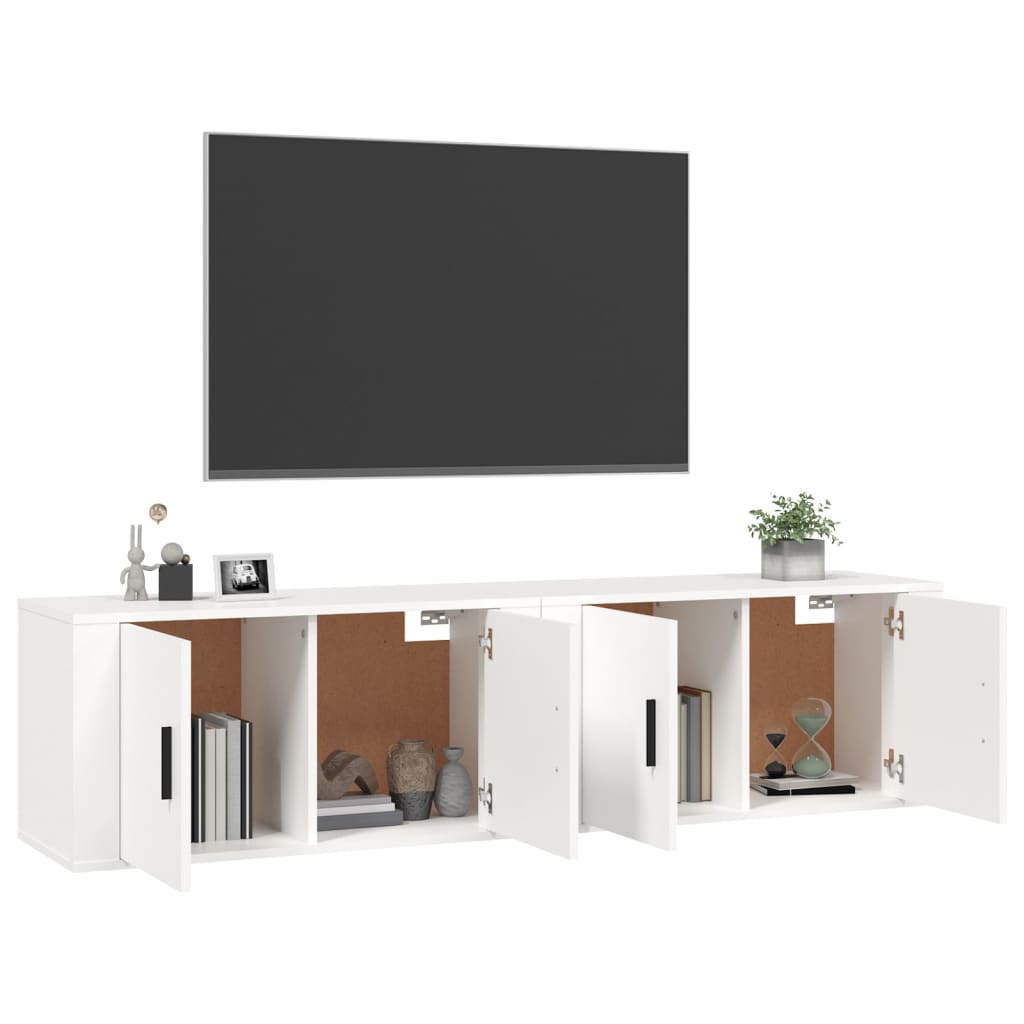 2 db fehér falra szerelhető TV-szekrény 80 x 34,5 x 40 cm
