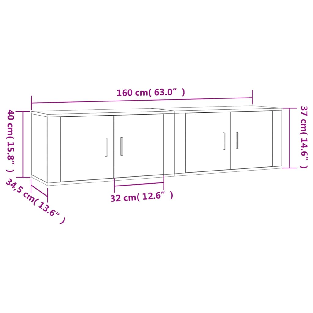 2 db sonoma tölgy színű fali TV-szekrény 80 x 34,5 x 40 cm