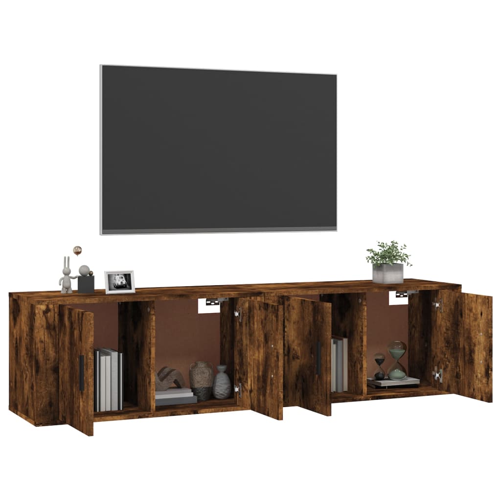 2 db füstös tölgy színű fali TV-szekrény 80 x 34,5 x 40 cm