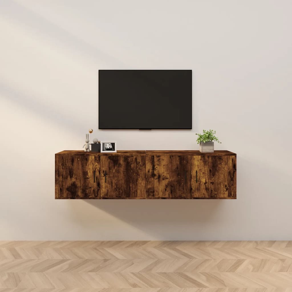 2 db füstös tölgy színű fali TV-szekrény 80 x 34,5 x 40 cm