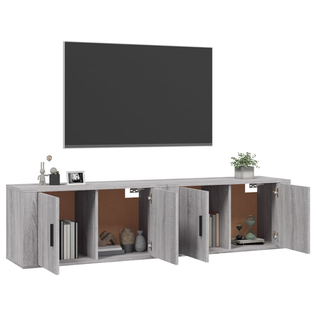 2 db szürke sonoma falra szerelhető TV-szekrény 80x34,5x40 cm