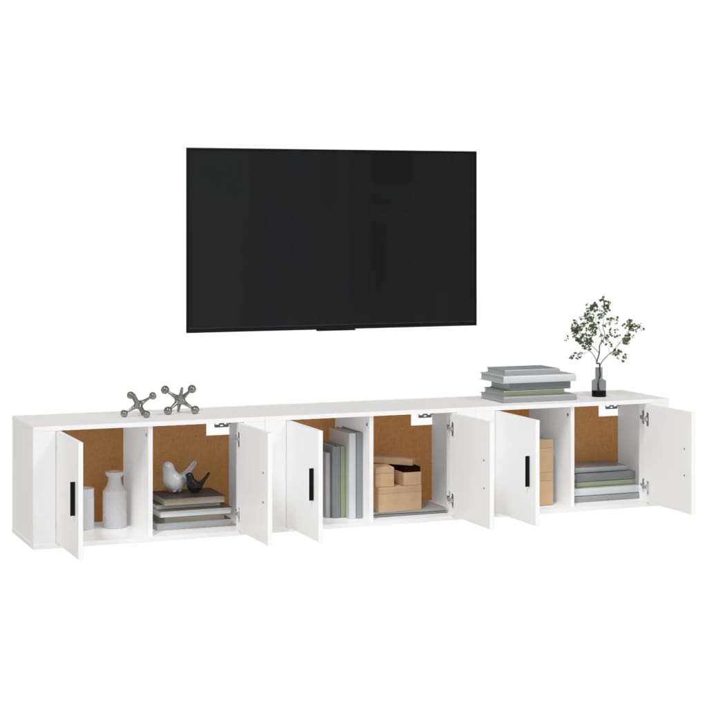 3 db fehér falra szerelhető TV-szekrény 80 x 34,5 x 40 cm