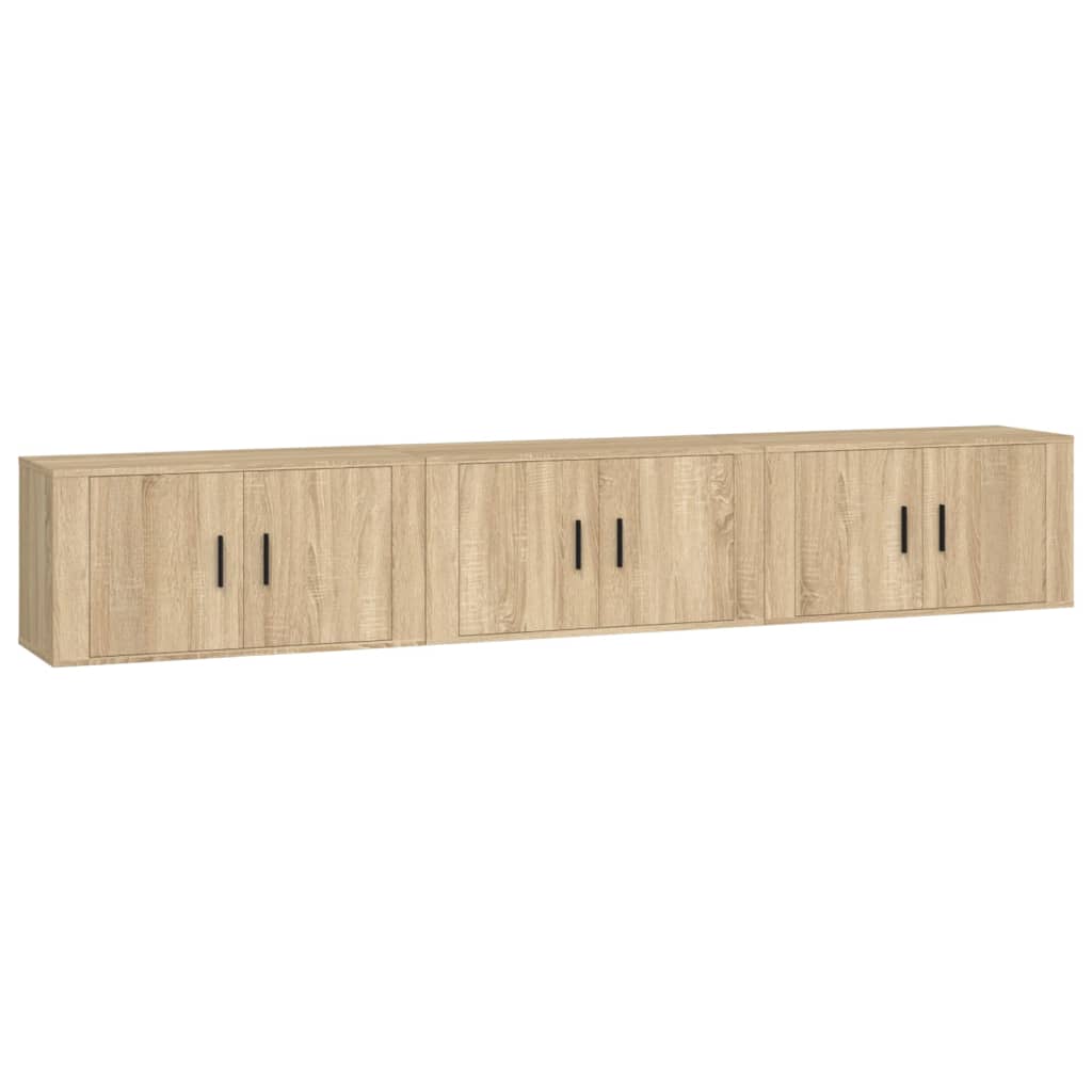 3 db sonoma tölgy színű fali TV-szekrény 80 x 34,5 x 40 cm