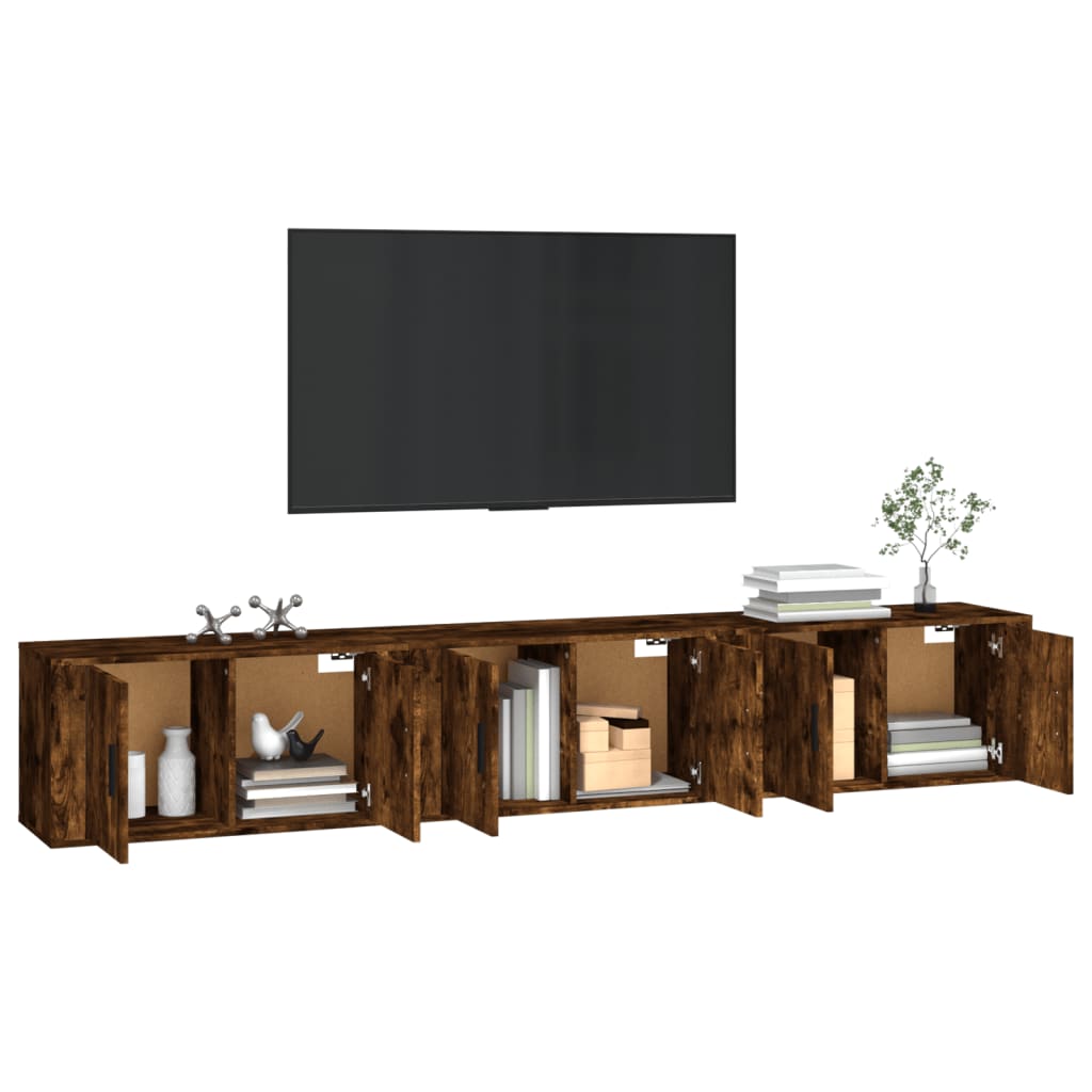 3 db füstös tölgy színű fali TV-szekrény 80 x 34,5 x 40 cm