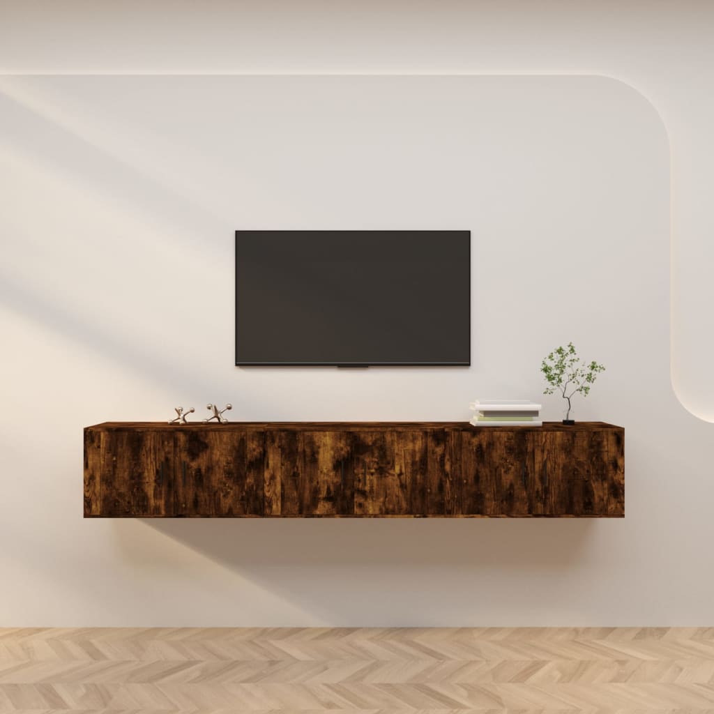 3 db füstös tölgy színű fali TV-szekrény 80 x 34,5 x 40 cm