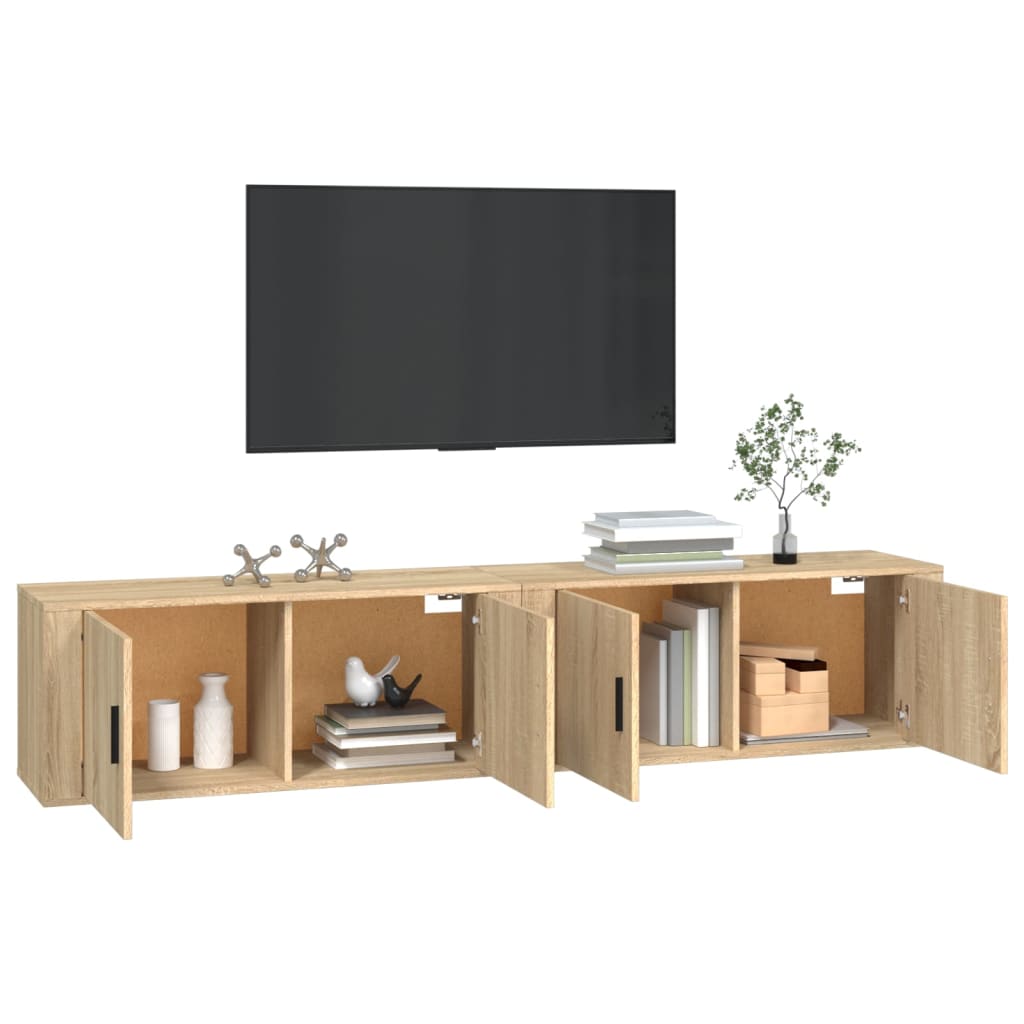 2 db sonoma tölgy színű fali TV-szekrény 100 x 34,5 x 40 cm