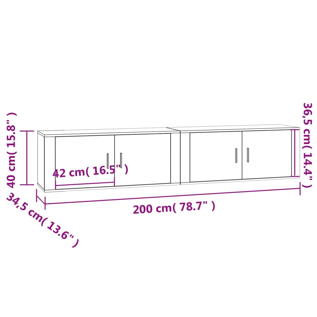 2 db sonoma tölgy színű fali TV-szekrény 100 x 34,5 x 40 cm