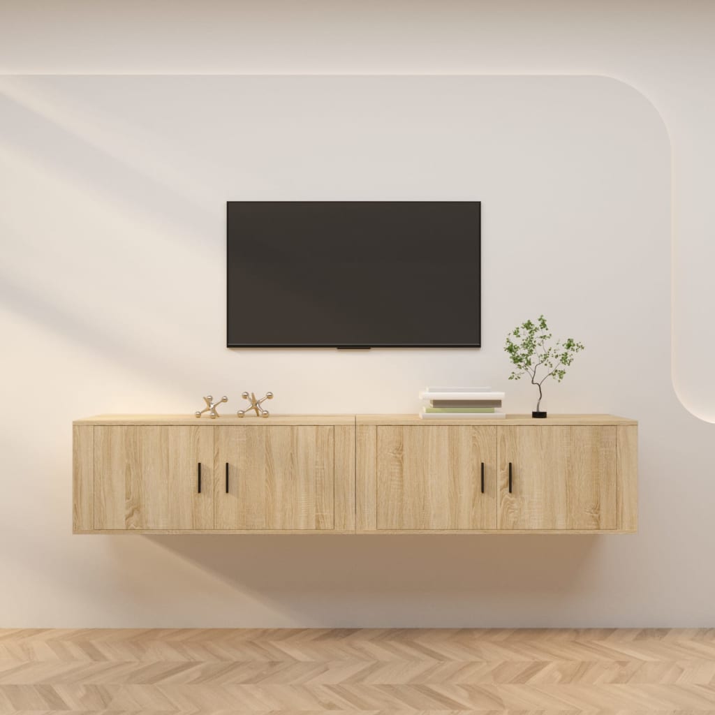 2 db sonoma tölgy színű fali TV-szekrény 100 x 34,5 x 40 cm