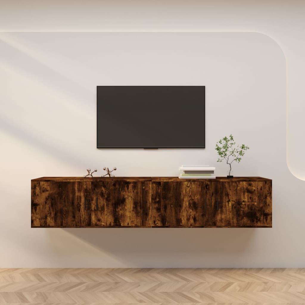 2 db füstös tölgy színű fali TV-szekrény 100 x 34,5 x 40 cm