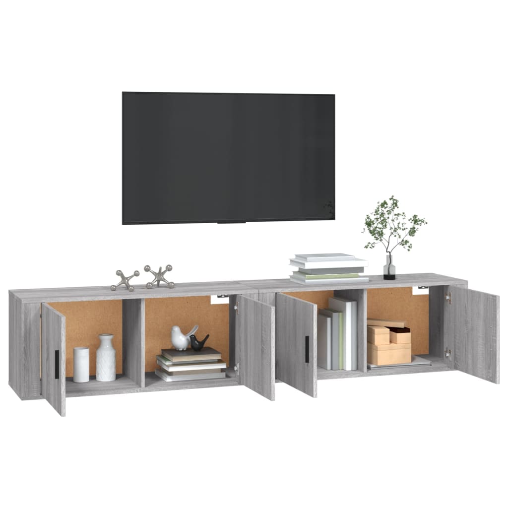 2 db szürke sonoma falra szerelhető TV-szekrény 100x34,5x40 cm