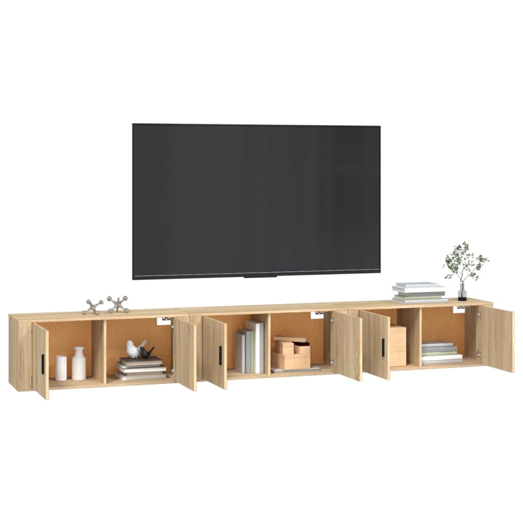 3 db sonoma tölgy színű fali TV-szekrény 100 x 34,5 x 40 cm
