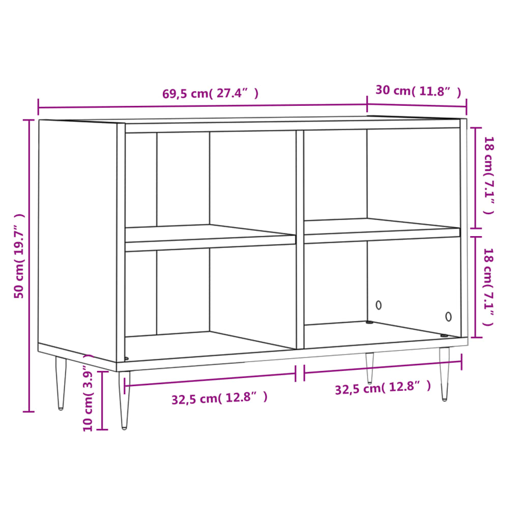 betonszürke szerelt fa TV-szekrény 69,5x30x50 cm