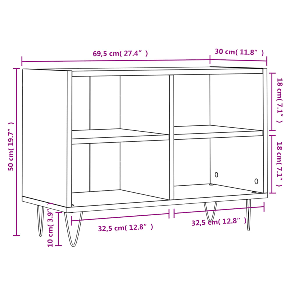 betonszürke szerelt fa TV-szekrény 69,5x30x50 cm