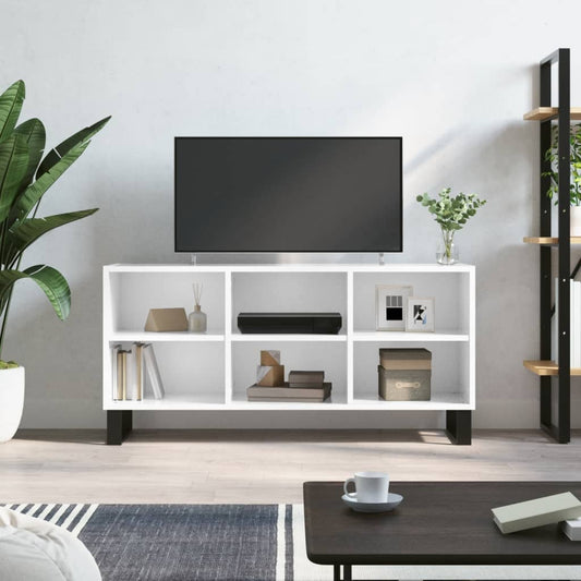 fehér magasfényű szerelt fa TV-szekrény 103,5 x 30 x 50 cm