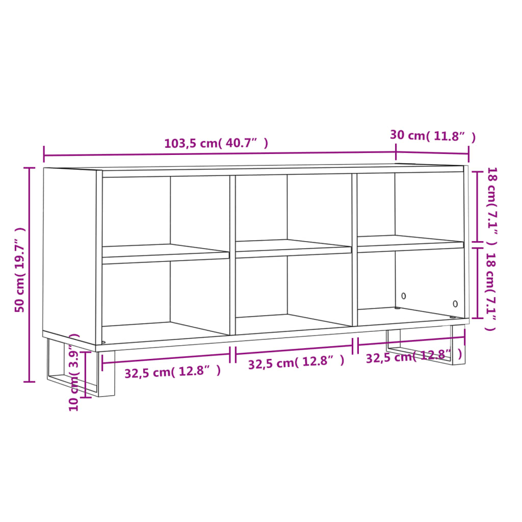 betonszürke szerelt fa TV-szekrény 103,5x30x50 cm