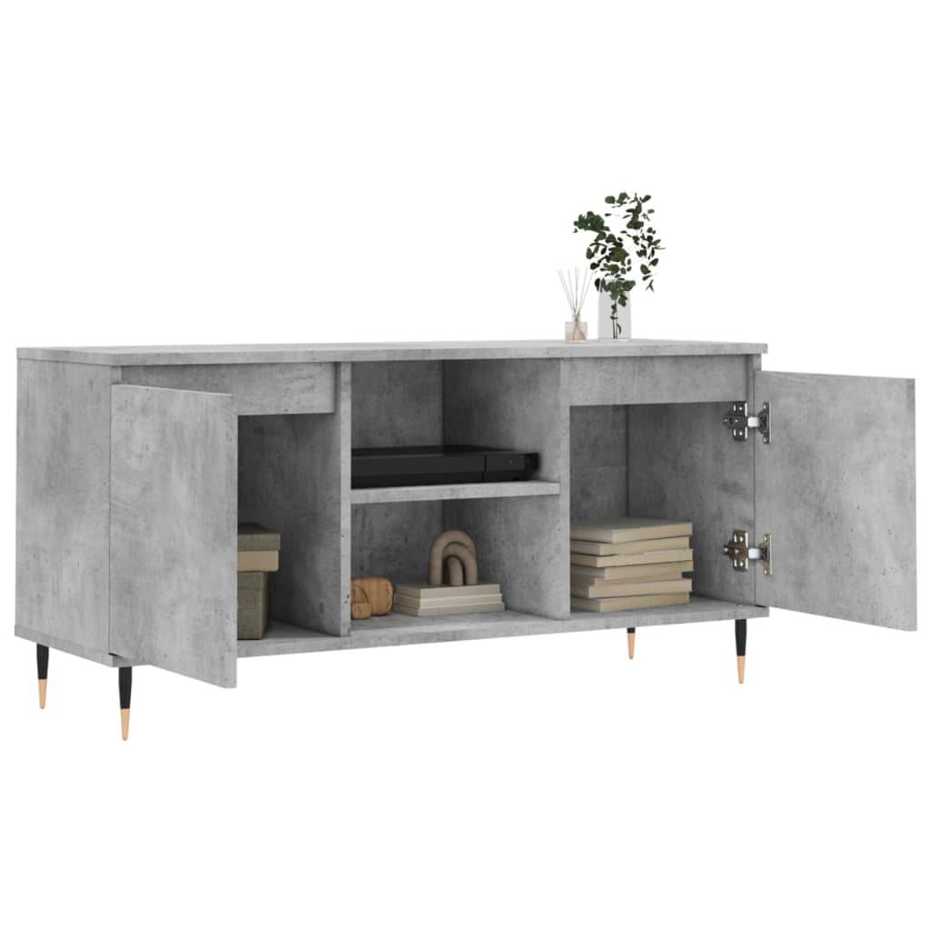 betonszürke szerelt fa TV-szekrény 104x35x50 cm