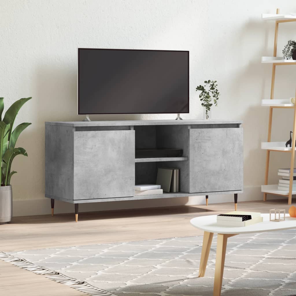 betonszürke szerelt fa TV-szekrény 104x35x50 cm